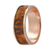 14K Rose Gold Burlwood Inlay Ring - Size 10